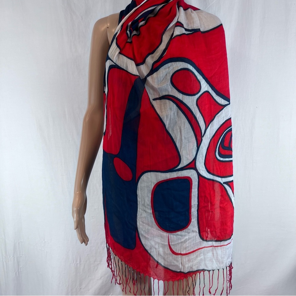 Scarf  Native Northwest women's scarf 72x28" Whale design 100% Viscose